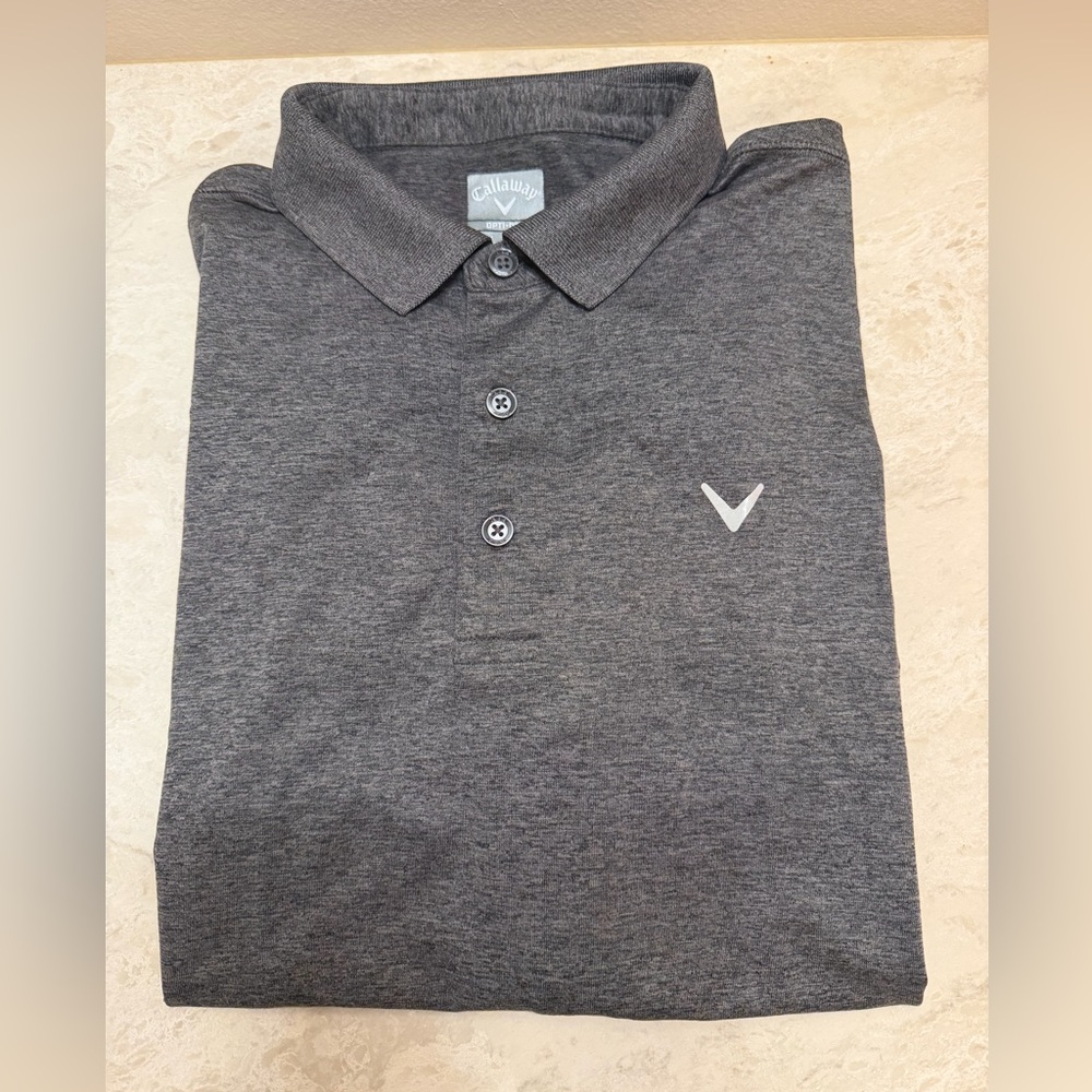 Callaway Men’s Opti-Dri Gray Golf Polo Shirt Size Large Stretchy Fabric